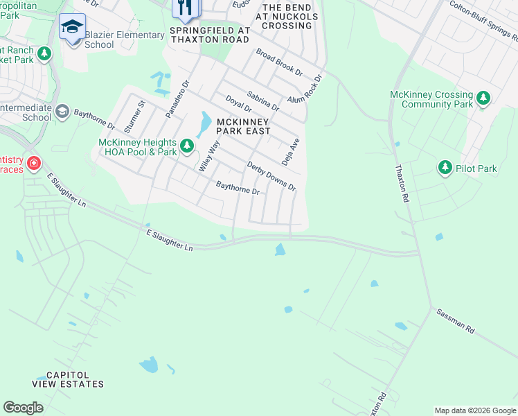 map of restaurants, bars, coffee shops, grocery stores, and more near 9020 Stambourne Street in Austin