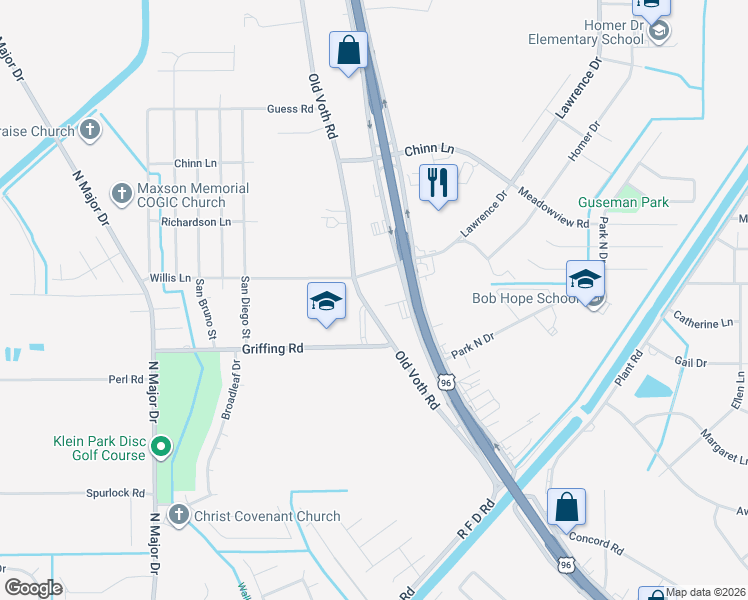 map of restaurants, bars, coffee shops, grocery stores, and more near 8000-8098 Voth Rd in Beaumont
