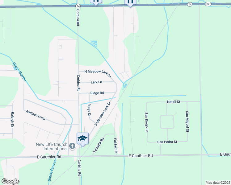map of restaurants, bars, coffee shops, grocery stores, and more near 6260 S Meadow Lark Dr in Lake Charles