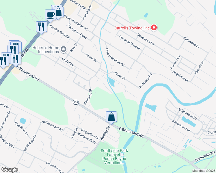 map of restaurants, bars, coffee shops, grocery stores, and more near 204 Stanford Drive in Lafayette