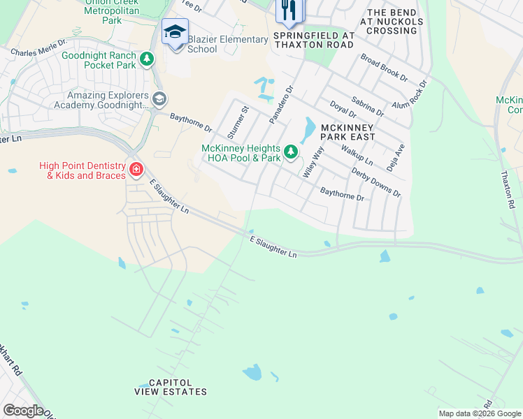 map of restaurants, bars, coffee shops, grocery stores, and more near 9009 Capitol View Drive in Austin