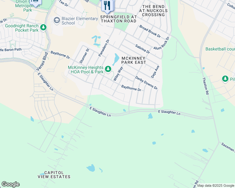 map of restaurants, bars, coffee shops, grocery stores, and more near 6809 Ashen Lane in Austin