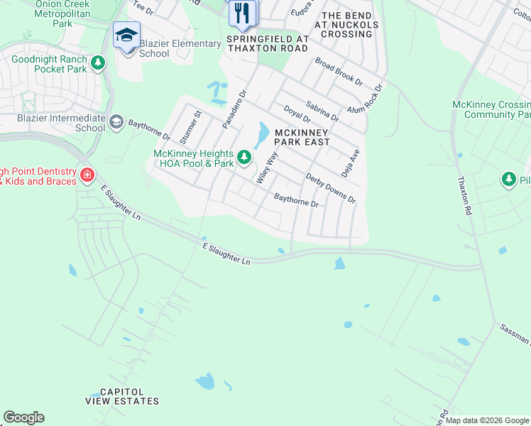 map of restaurants, bars, coffee shops, grocery stores, and more near 6809 Ashen Lane in Austin