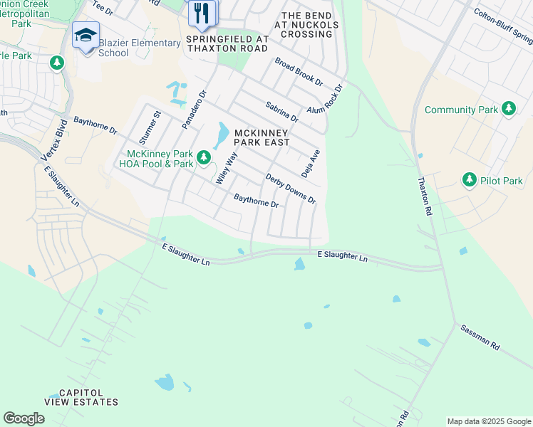 map of restaurants, bars, coffee shops, grocery stores, and more near 8912 Edmundsbury Drive in Austin