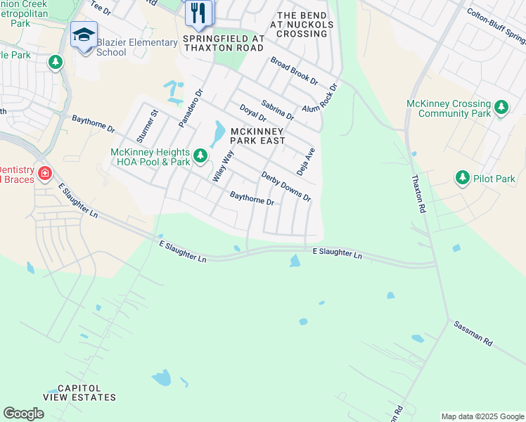 map of restaurants, bars, coffee shops, grocery stores, and more near 8912 Edmundsbury Drive in Austin