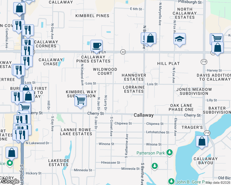 map of restaurants, bars, coffee shops, grocery stores, and more near 168 North Comet Avenue in Panama City