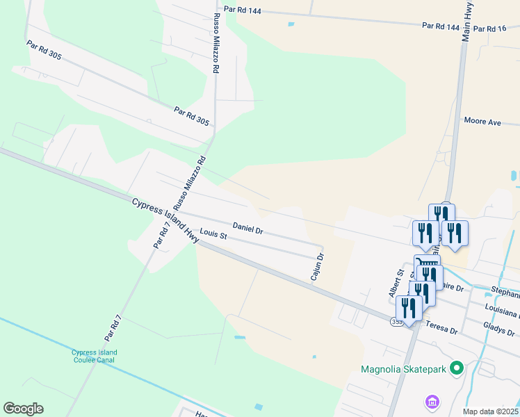 map of restaurants, bars, coffee shops, grocery stores, and more near 498 Willis Drive in Saint Martinville