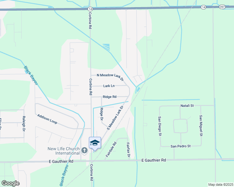 map of restaurants, bars, coffee shops, grocery stores, and more near 3122 Lark Ln in Lake Charles