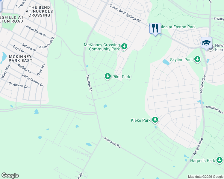 map of restaurants, bars, coffee shops, grocery stores, and more near 8321 Thaxton Rd in Austin