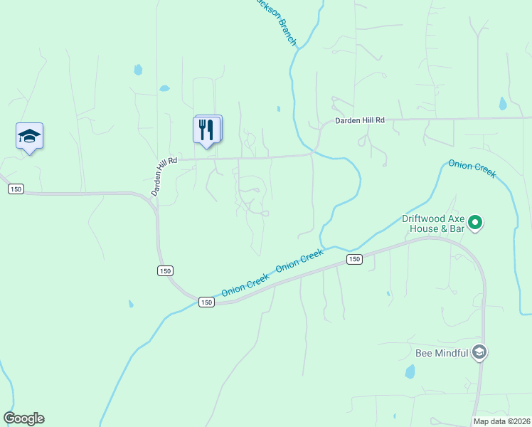 map of restaurants, bars, coffee shops, grocery stores, and more near 306 Darden Hill Road in Driftwood
