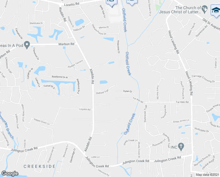 map of restaurants, bars, coffee shops, grocery stores, and more near 3870 Oldfield Trail in Jacksonville