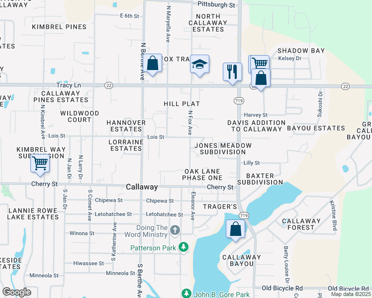 map of restaurants, bars, coffee shops, grocery stores, and more near 169 North Fox Avenue in Panama City