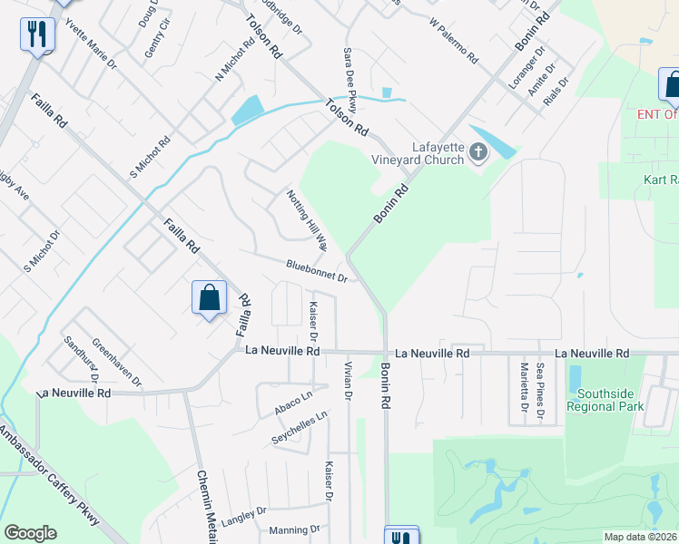 map of restaurants, bars, coffee shops, grocery stores, and more near 103 Andrew's Corner in Lafayette