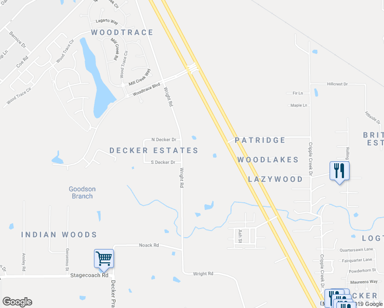 map of restaurants, bars, coffee shops, grocery stores, and more near 33534 Wright Road in Magnolia