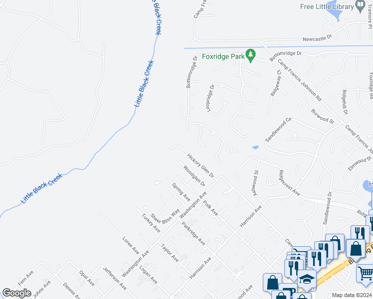 map of restaurants, bars, coffee shops, grocery stores, and more near 3072 Hickory Glen Drive in Orange Park