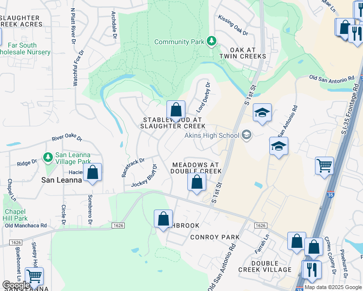 map of restaurants, bars, coffee shops, grocery stores, and more near 10929 Mint Julep Drive in Austin