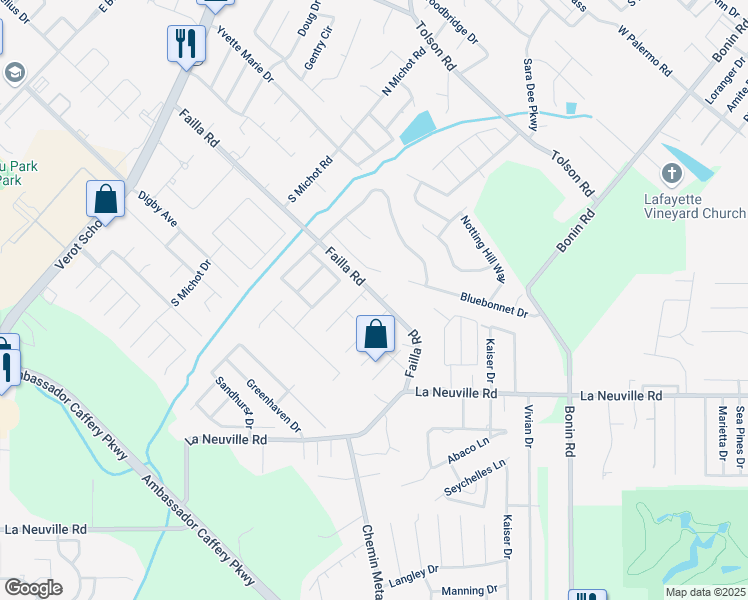 map of restaurants, bars, coffee shops, grocery stores, and more near 424 Failla Road in Lafayette