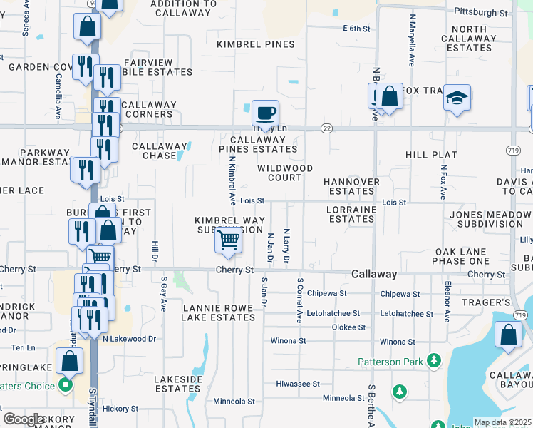 map of restaurants, bars, coffee shops, grocery stores, and more near 169 North Jan Drive in Panama City