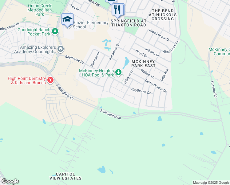 map of restaurants, bars, coffee shops, grocery stores, and more near 6705 Ashen Lane in Austin