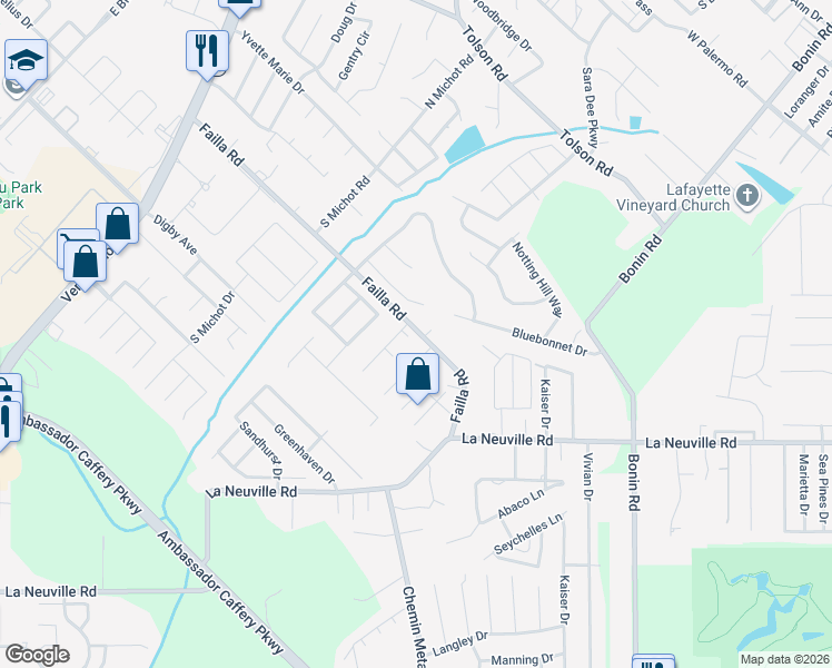 map of restaurants, bars, coffee shops, grocery stores, and more near 424 Failla Road in Lafayette