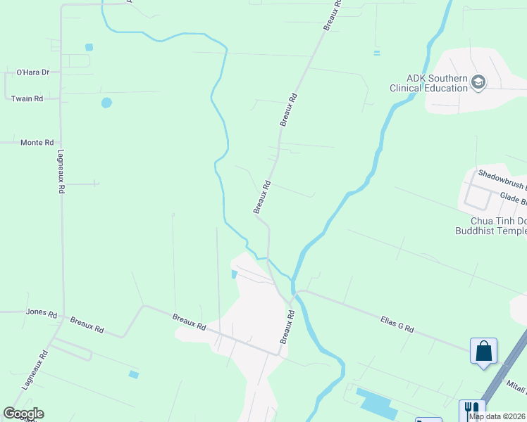 map of restaurants, bars, coffee shops, grocery stores, and more near 800 Breaux Road in Lafayette