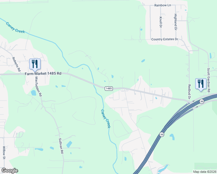 map of restaurants, bars, coffee shops, grocery stores, and more near 20451 Pin Oak Loop in New Caney