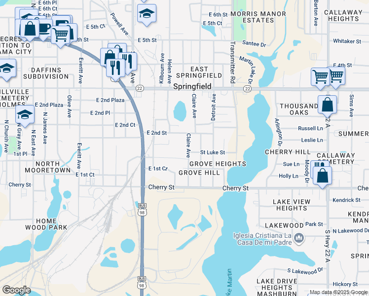 map of restaurants, bars, coffee shops, grocery stores, and more near 3537 Saint John Street in Panama City