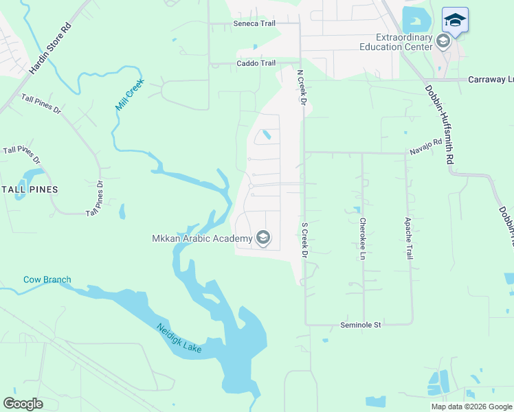 map of restaurants, bars, coffee shops, grocery stores, and more near 27109 South Creek Drive in Magnolia