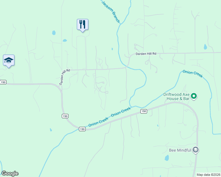 map of restaurants, bars, coffee shops, grocery stores, and more near 406 Darden Hill Road in Driftwood