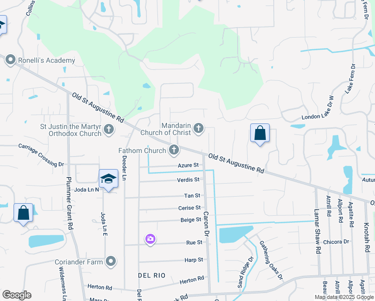 map of restaurants, bars, coffee shops, grocery stores, and more near 12738 Old Saint Augustine Road in Jacksonville