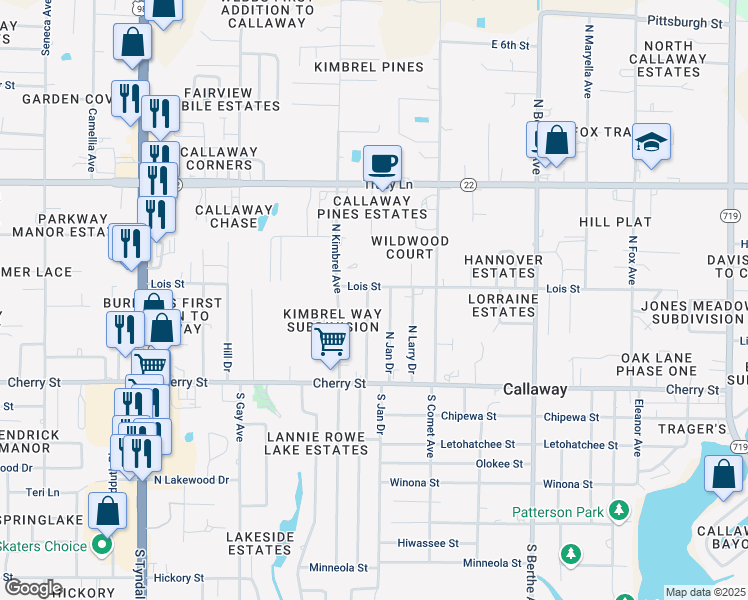 map of restaurants, bars, coffee shops, grocery stores, and more near 169 N Jan Dr in Panama City