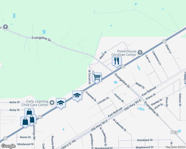 map of restaurants, bars, coffee shops, grocery stores, and more near 2795 Short Street in Vidor