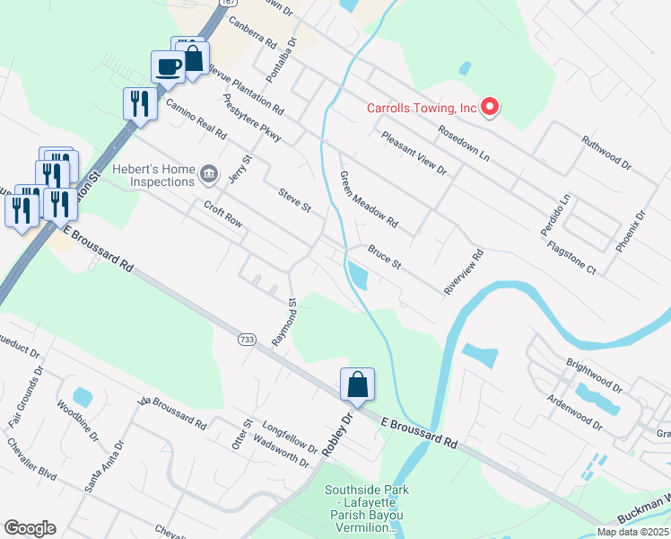 map of restaurants, bars, coffee shops, grocery stores, and more near 204 Stanford Drive in Lafayette