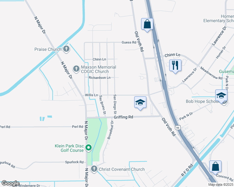 map of restaurants, bars, coffee shops, grocery stores, and more near 6990 Willis Lane in Beaumont