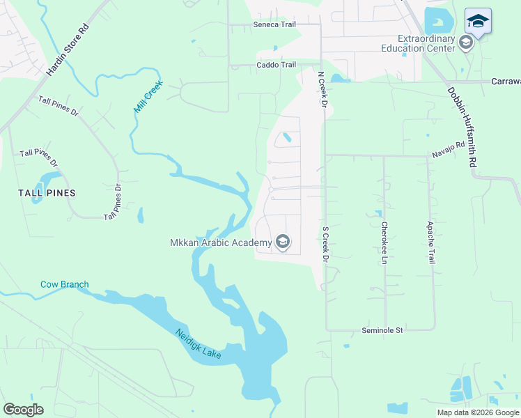 map of restaurants, bars, coffee shops, grocery stores, and more near 27109 South Creek Drive in Magnolia