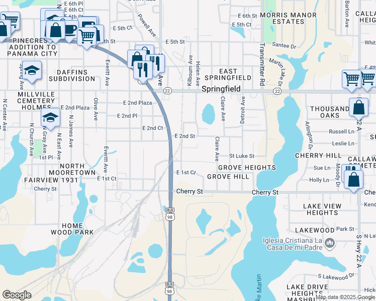 map of restaurants, bars, coffee shops, grocery stores, and more near 3504 Saint Luke Street in Panama City