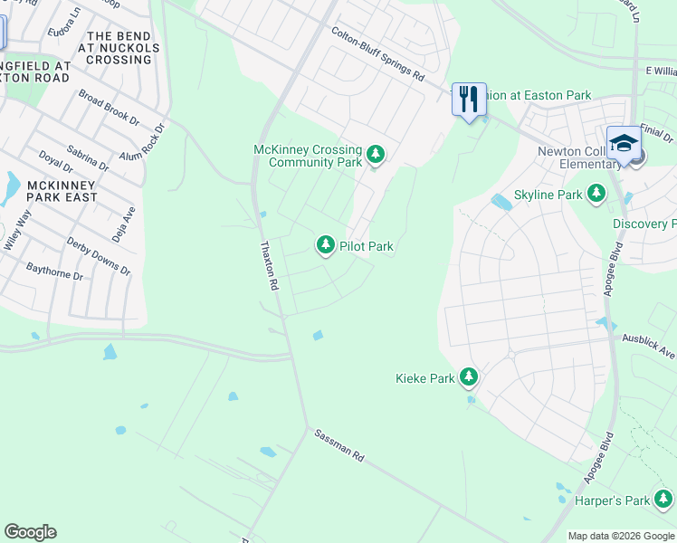 map of restaurants, bars, coffee shops, grocery stores, and more near 8321 Thaxton Rd in Austin