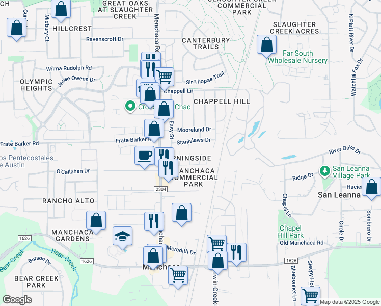 map of restaurants, bars, coffee shops, grocery stores, and more near 11816 Hartley Cove in Austin