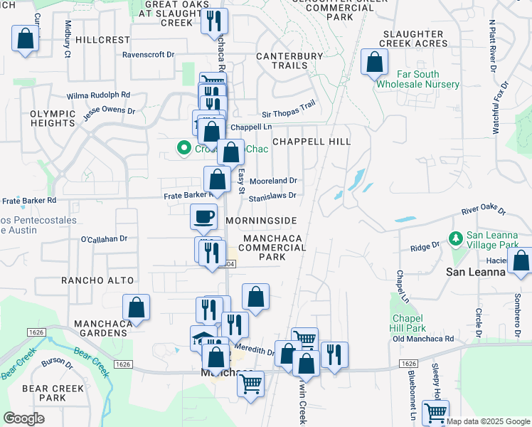 map of restaurants, bars, coffee shops, grocery stores, and more near 11816 Hartley Cove in Austin