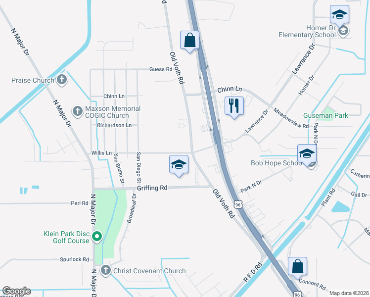 map of restaurants, bars, coffee shops, grocery stores, and more near 6610 Willis Ln in Beaumont