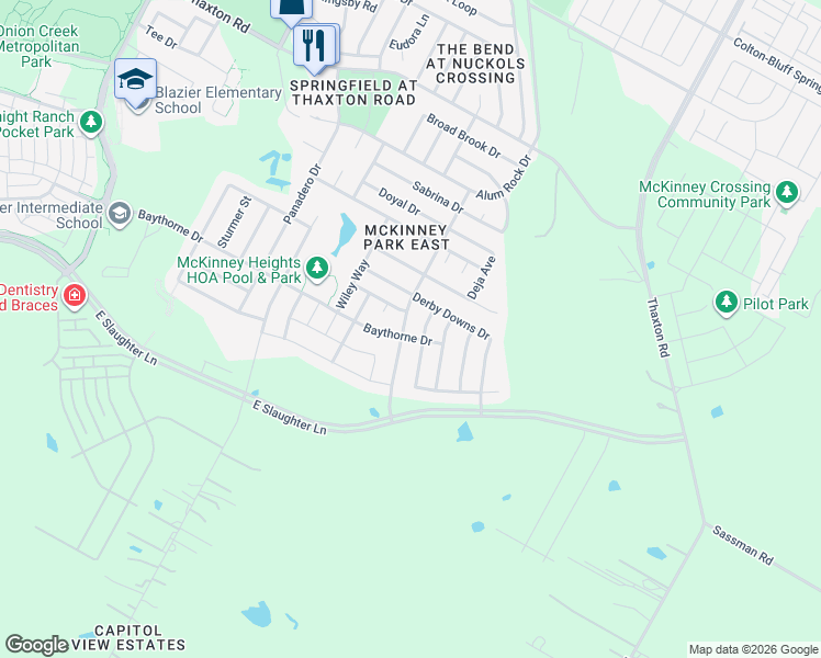 map of restaurants, bars, coffee shops, grocery stores, and more near 9000 Winter Haven Road in Austin