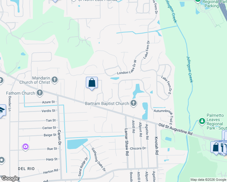 map of restaurants, bars, coffee shops, grocery stores, and more near 12481 Acosta Oaks Drive in Jacksonville