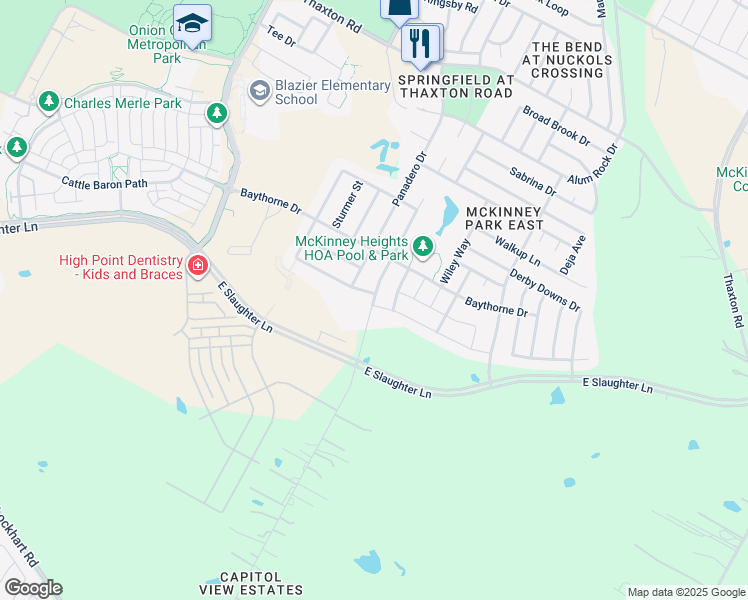 map of restaurants, bars, coffee shops, grocery stores, and more near 9002 Capitol View Drive in Austin