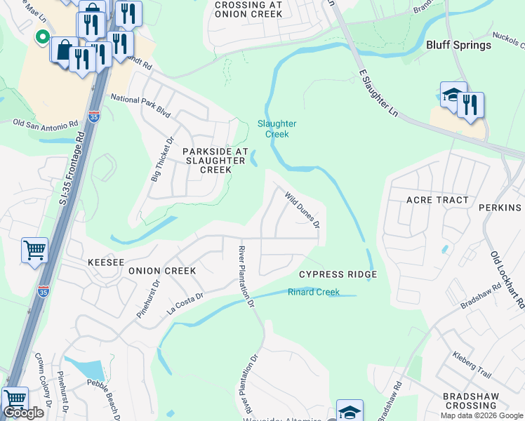 map of restaurants, bars, coffee shops, grocery stores, and more near 10102 Shinnecock Hills Drive in Austin