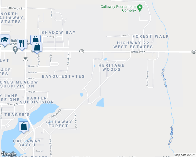map of restaurants, bars, coffee shops, grocery stores, and more near 222 Hugh Thomas Drive in Panama City