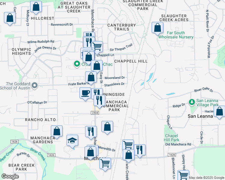 map of restaurants, bars, coffee shops, grocery stores, and more near 11816 Hartley Cove in Austin