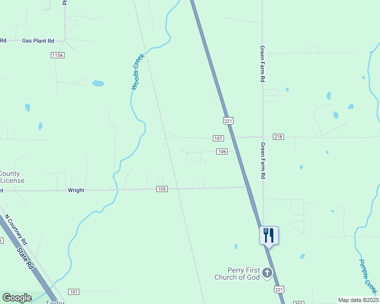 map of restaurants, bars, coffee shops, grocery stores, and more near 1255 Mack Sessions Road in Perry