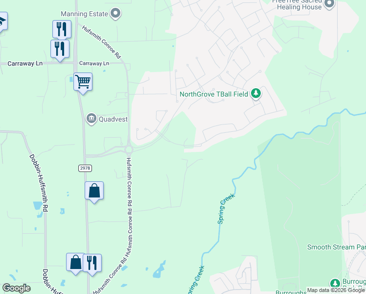 map of restaurants, bars, coffee shops, grocery stores, and more near 8546 Burdekin Road in Magnolia