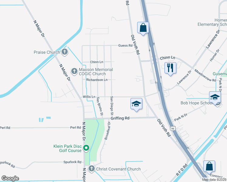 map of restaurants, bars, coffee shops, grocery stores, and more near 6990 Willis Lane in Beaumont