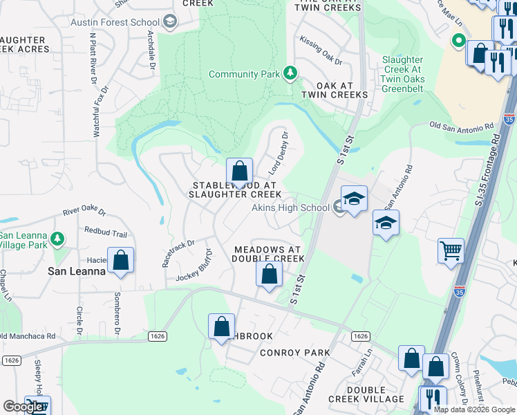 map of restaurants, bars, coffee shops, grocery stores, and more near 10901 Mint Julep Drive in Austin